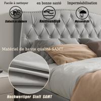 Cama tapizada capitoné 140x200/160x200 cm, cama de matrimonio con canapé hidráulico, somier de lamas y almacenamiento, terciopelo - details 2