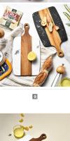 Tablero De Cortar De Madera De Mármoles 1Pc Rectangular Negro Para Queso Carne Fruta Pan Herramientas De Cocina Al Aire Libre - details 8