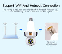 Cámara IP Inalámbrica Wifi E27 Con Doble Lente Tres Pantallas 8MP Visión Nocturna IR Seguridad Red Mini CCTV Para El Hogar - details 6