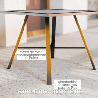 Outsunny Mesa Auxiliar Cuadrada Mesa de Jardín Exterior con Encimera de Aspecto Piedra Mesa para Exterior Terraza Patio 55x55x46 cm Negro y Gris - details 4