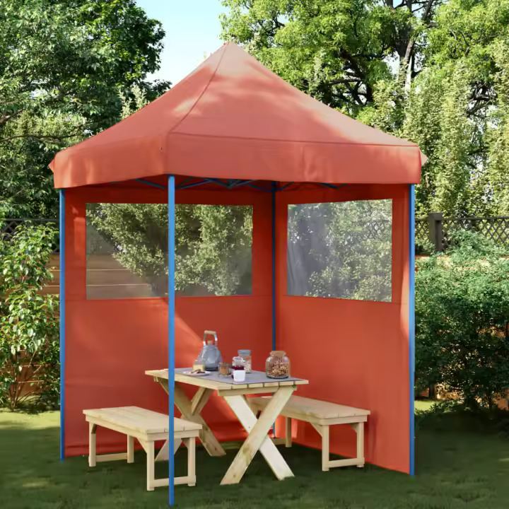 vidaXL Tienda de fiesta plegable Pop-Up 2 paredes laterales terracota - 1