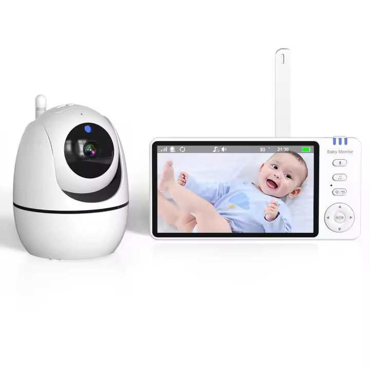 Monitor De Bebé Con Video 5 Pulgadas 2.4G PTZ Mini Seguridad Doméstica Audio Bidireccional Temperatura Display Para Padres Y Niños - 1