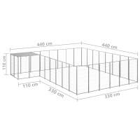 vidaXL Perrera Plateada 15,73 m² Acero Jaula Perro Cachorro Recinto Mascota - details 5