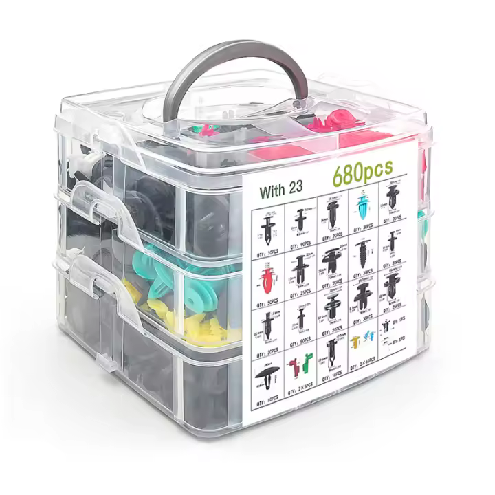 Kit de reparación de parachoques de coche Universal with clip en Caja de 680 piezas, sujetadores de clip de plástico universal para coche - 1