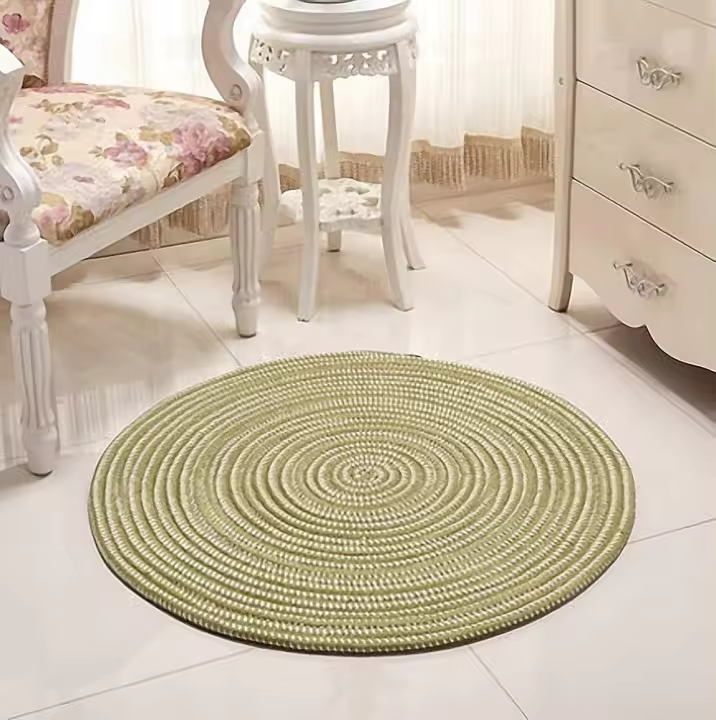 Alfombra Tejida a Mano - Redonda - Salón, Dormitorio, Baño, Habitación Infantil - Verde - 40 x 40 cm - Sunny - 1