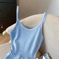 Vestido De Mujer YuooMuoo 2024 Estilo Coreano Moda Ajustado Cintura Plisado Tirantes Spaghetti Vestido Tejido Vintage Y2K Streetwear - details 1