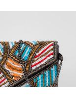 Bolso mujer bandolera estilo sobre con abalorios bodas eventos c gris y azul - details 3