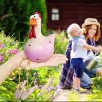 Decorative Hen Garden, Funny Garden Statues Outdoor Garden Decoration Funny Resin Chicken Garden Decoration Hen Shape Animal Figurine Sculptures [Gray] - details 0