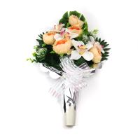 Ramo de Flores Artificiales de Tela para Cementerio arcoirsl - Composición de flores combinadas - Medidas 55×40 cm - Ideal para Todos los Santos - Resistente a Intemperie y Duradero - Disponible con Envoltorio en Varios Colores - details 0