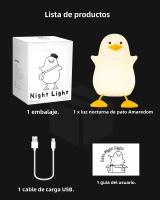 Lámpara Nocturna LED De Silicona/Madera Para Niños Con Sensor Táctil Y Cargador USB Animal Cartoon (Pájaro/Pato/Conejo) Luz De Dormir Para Habitación - details 11