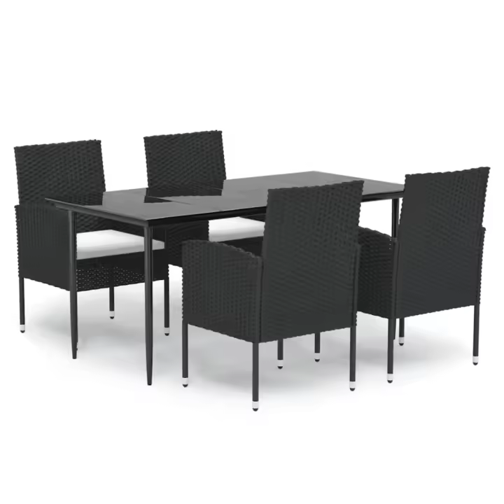 vidaXL Set de muebles jardín 5 pzas con cojines ratán sintético negro - 1