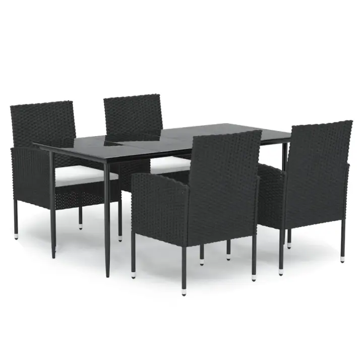 vidaXL Set de muebles jardín 5 pzas con cojines ratán sintético negro - 1