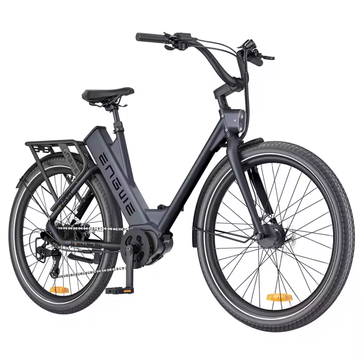 ENGWE P275 ST Bicicleta eléctrica urbana, motor sin escobillas de 250W, batería de 36V 19.2Ah, alcance máximo de 260 km, freno de disco hidráulico, neumáticos de 27.5'' con radios, SHIMANO de 9 velocidades, Prácticos accesorios gratuitos - Negro - 1