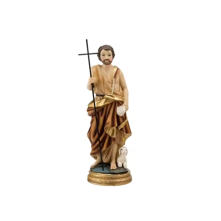 San Juan Bautista figura religiosa 20 cm. cruz mano oveja peana resina - 1
