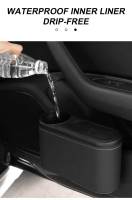 SEAMETAL Car Trash Can Colgante De Cuero ABS Organizador Universal Para Fila Trasera Con Soporte Para Bebidas Caja De Basura Dura - details 5