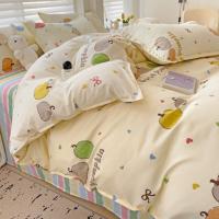 Four-piece bed sheet set quilt cover summer single student sanded single quilt cover cartoon bedding 1.5/1.8m bed four-piece set - details 2
