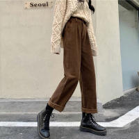 Pantalones Anchos De Corduroy Vintage Para Mujer Cintura Alta Con Bolsillos Pantalones Rectos Casuales De Color Negro Estilo Coreano Streetwear Talla Grande - details 0