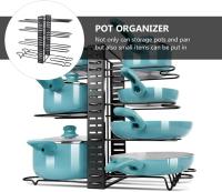 Plegado de varias capas ollas y sartenes organizador de rack Pan Pot titular de la tapa de la pantalla de almacenamiento de utensilios de cocina bandeja de soporte para gabinete de cocina mostrador de la Oficina - details 3