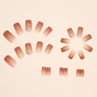 Uñas artificiales de cristal brillante desnudo de cobertura completa, accesorios de manicura DIY, prensa cuadrada - details 1