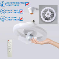 Ventilador De Techo LED 360° Con Cabeza Oscilante Blanco Silencioso Para Dormitorio Estudio Baño Control Remoto Incluido E27 Incluido - details 3