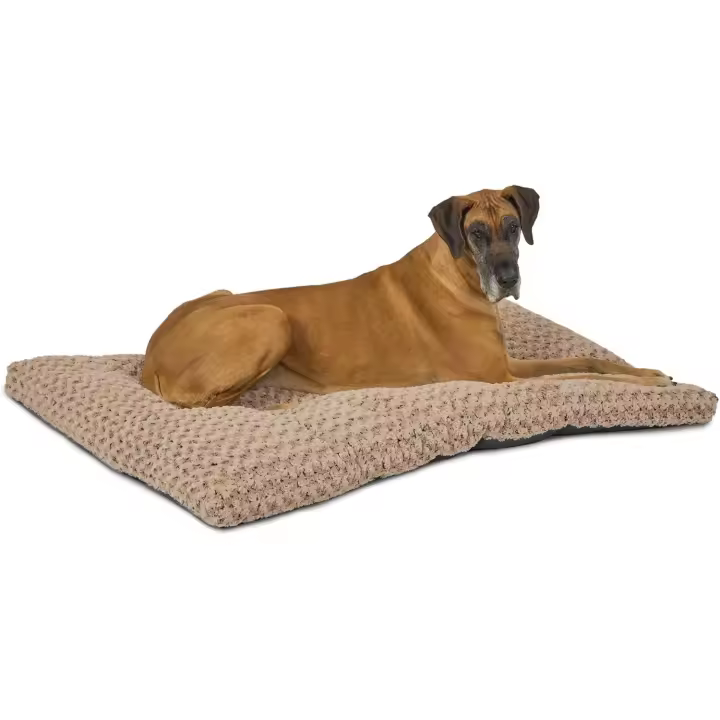 Cama de Felpa para Perros con diseño de remolinos degradados; Moca de 54 Pulgadas de Largo X 36 Pulgadas de Ancho x 4 Pulgadas de Alto para Raza Gigantes - 1