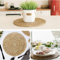 4pcs Tapetes De Lugar Redondos Tejidos De Rotura 30cm Naturales Resistentes Al Calor Hechos a Mano Para Mesa De Comedor Estilo Japonés - details 9