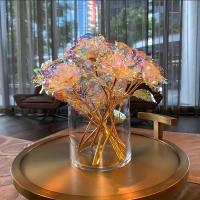 10pcs Flores Artificiales De Rosa De Aleación Dorada Para Decoración De Fiesta Y Amor Flores Simuladas Para Arreglo Floral - details 10