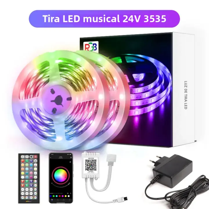 Tira De LED RGB Flexible 40m/30m/20m/15m DC 24V Con Control Por APP Y Sincronización Musical Para Decoración De Navidad Y Habitaciones - 1