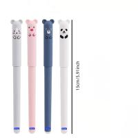 12Pcs Rotuladores De Gel 0.5mm Creativos Borrables De Color Azul/ Negro Con Animales De Elefante Oso Gato Suministros De Escritura Recargables Lavables - details 6