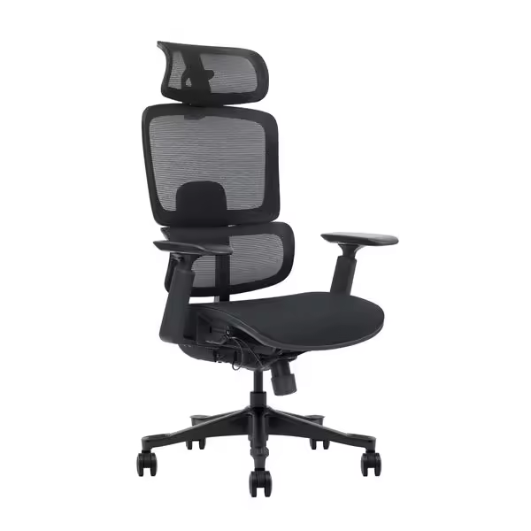 Cromad senior se1400 silla de oficina - altura ajustable con elevador de gas de grado 4 - reposacabezas y respaldo regulables - soporte lumbar - ruedas de nailon 360º - color negro - 1