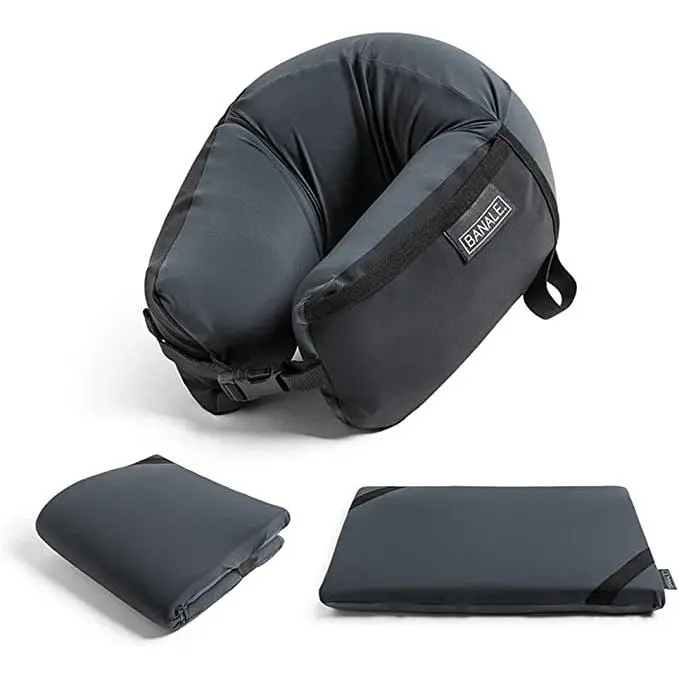 Almohada de viaje 3 en 1, Ultra compacto, en espuma viscoelástica, Doble cojín y Suave almohada, Almohada de viaje 3-en-1 de Espuma Viscoelástica - 1