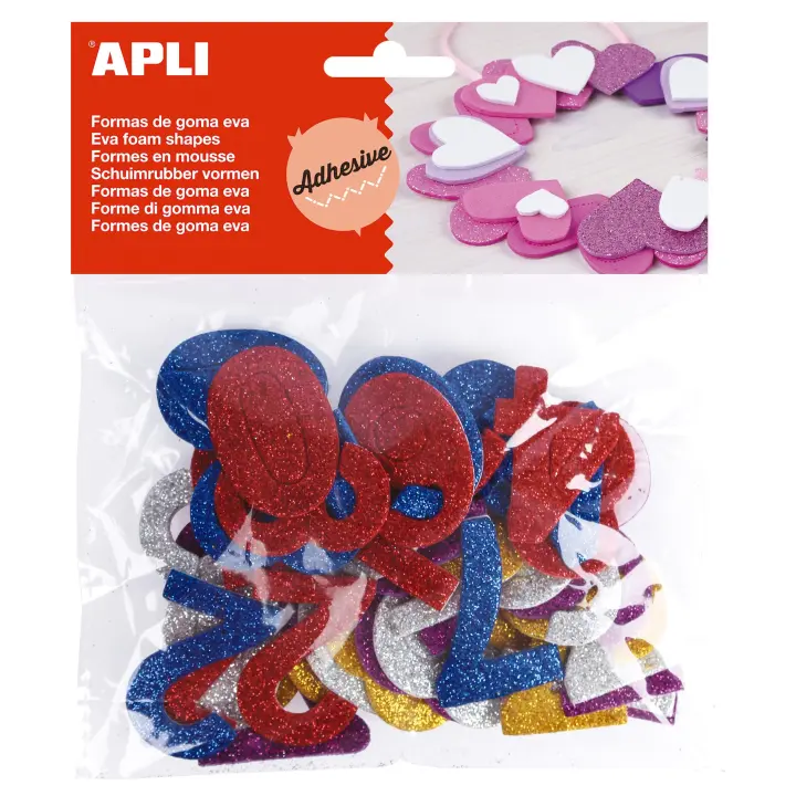 Apli  Formas goma EVA adhesivas números purpurina metalizada 50 u. - 1