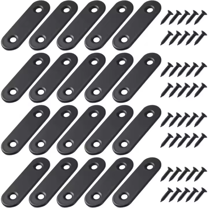 Soporte de fijación Soporte plano recto en soportes metálicos planos rectos con tornillos para soporte de reparación de armarios de muebles de madera - 1