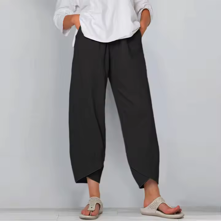 Pantalones bombachos Holgados de Lino y Algodón para Mujer, pantalón informal, Talla Grande, Verano, Fashion Irregular, informal, High Belt, elástico Belt, rectos, suelta, pantalones Cargo de Verano para Mujer - 1