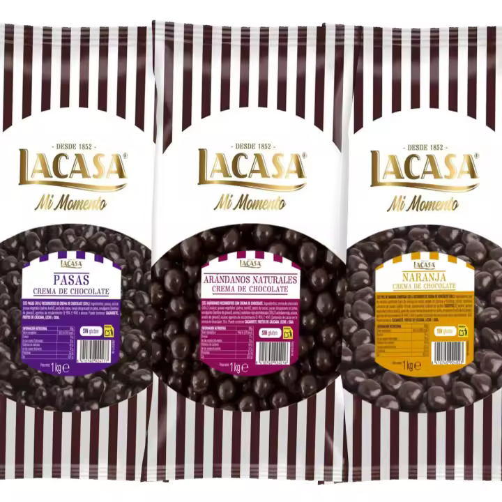 Lacasa Pack 3kg de bolas: Pasas de Corinto con chocolate Negro, de naranja con chocolate Negro,Arándanos con chocolate Negro - 1