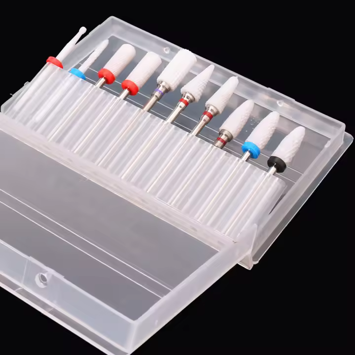 10pcs Bits De Uñas De Cerámica Para Acrílico 3/32 Extensión De Uñas Profesional Para Banda Eléctrica De Uñas Cristal - 1
