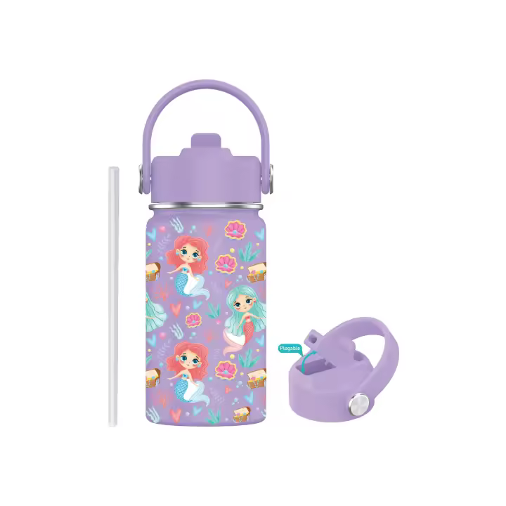 Botella termo de Agua para Niños de Acero Inoxidable 350ml (20 Diseños) Mantiene frio y color- Térmica Reutilizable | Sin BPA | Mantiene 24H Frio / 12H Calor | Termo y Hermética - Doble Pared a Prueba de Fugas (TK350 1099 F6 D7) - 1
