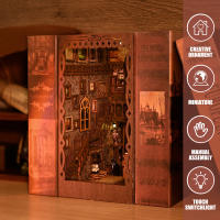 Kit De Miniatura De Librería DIY Nook Casa De Muñecas Insert Dollhouse Model Roombox Construcción Kit De Estante De Libros Madera Juguetes Bookend Para Regalos De Navidad - details 13