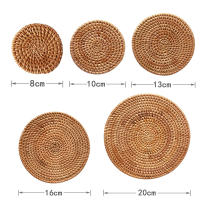 Mantelos Redondos Hechos a Mano De Rattan Y Algodón Ecológico 8-20cm Coaster Bowl Mats Tapete De Té Insulación Pad Japón Estilo - details 0