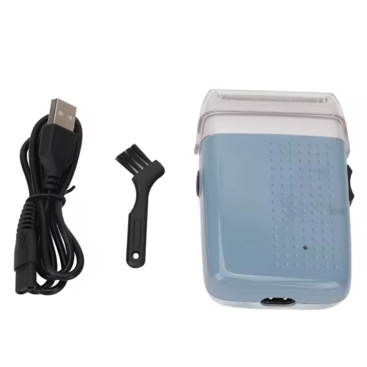 Recortadora de barba recargable, azul, USB, impermeable, portátil, eléctrica, 600 mAh - 1