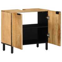 vidaXL Armario de lavabo de baño madera maciza mango marrón 62x33x58cm - details 1