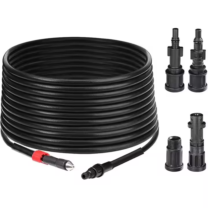Kit de limpieza de manguera de tubo de drenaje de lavadora a presión de 10m, manguera de lavadora desbloqueadora de chorro de alcantarillado con boquilla de chorro y adaptadores M22(FMA)(YJD) - 1