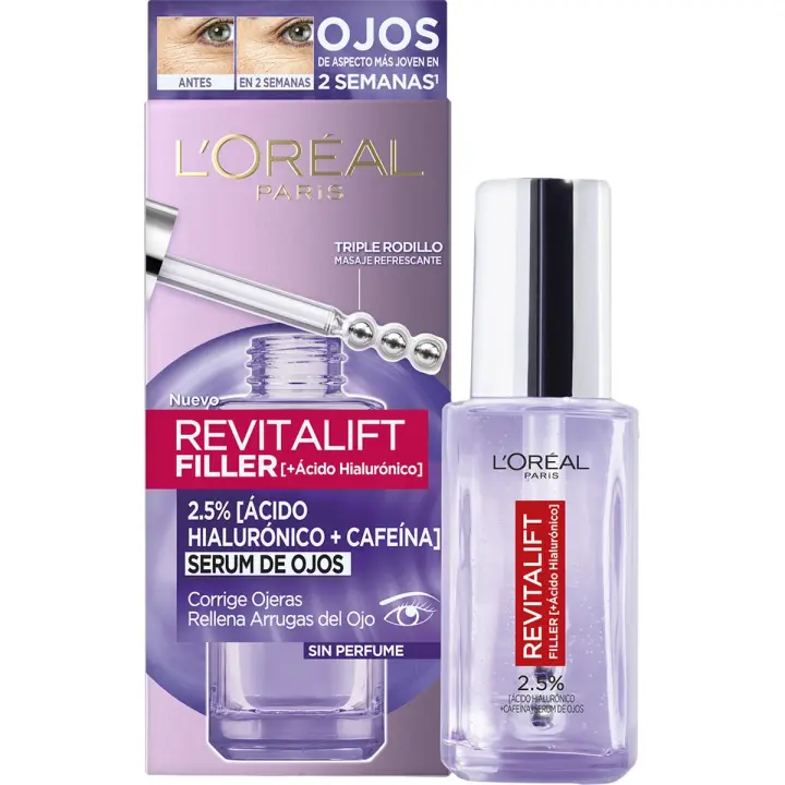 L'Oreal Paris Revitalift Filler Ácido Hialurónico para los Ojos - Tratamiento Antiarrugas y Antiedad 20 ML - 1