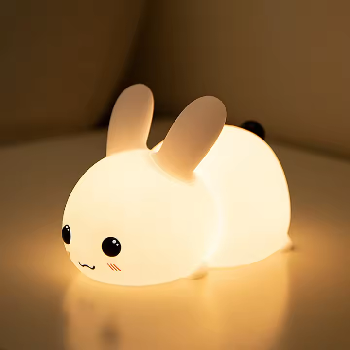 Lámpara De Noche LED Conejo RGB Recargable Con Control Remoto Y Sensor Táctil Para Niños Y Bebés Regalo De Juguete Animal De Silicona - 1