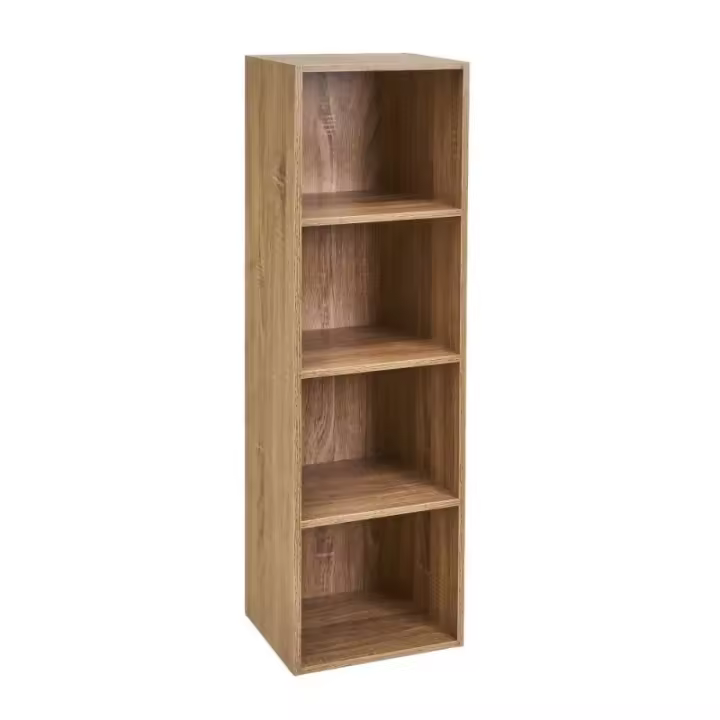 Dcasa Estantería cubo flotante 3 estantes de madera marrón de 30x24x106 cm - 1