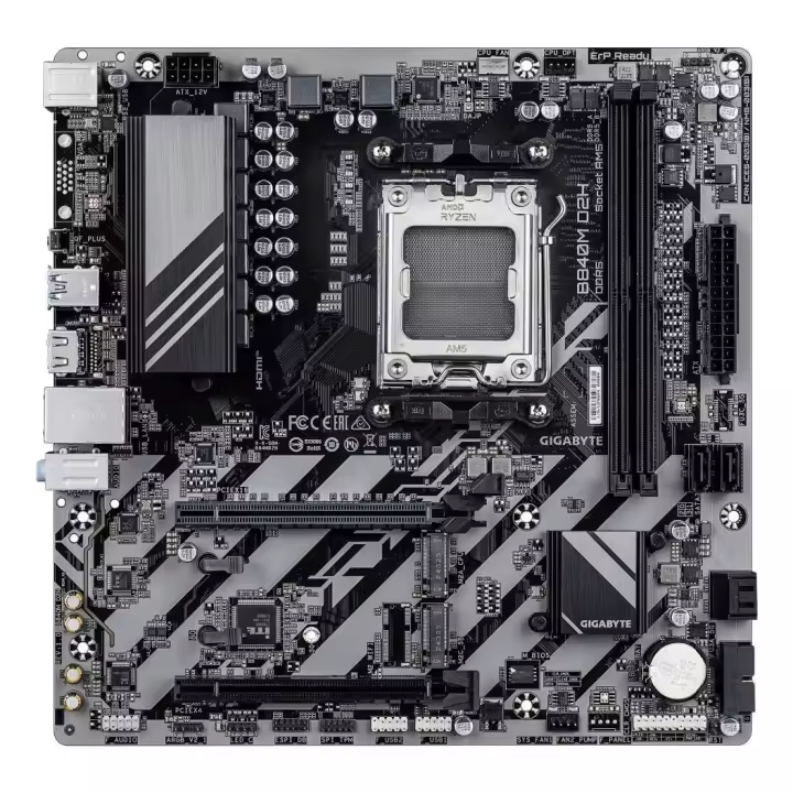 Gigabyte - Placa base B840M D2H para procesadores AMD Ryzen 7000/8000/9000 con socket AM5, soporte DDR5 hasta 7600 MHz y VRM 5+2+2 fases - 1