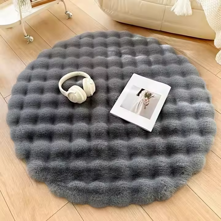 Carpetas De Peluche Burbuja Para Decoración De Hogar Imitación De Pelo De Conejo Cojín De Balcones Alfombra Para Sala De Estar De Niños Habitación De Mujer Alfombrilla Para Pies - 1