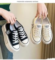 Zapatillas De Lona Multifuncionales Para Deporte Al Aire Libre Para Mujer Negras Con Cordones Plataforma Cómodas Para Adultos - details 15