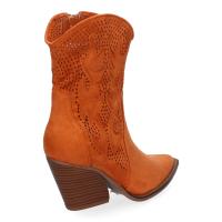 PuntoSalao Botines de tacón campero estilo cawboy comodos para mujer color naranja A-5004 - Botín Campero con Tacón  Cómodos  Diseño Calado con Bordado en Caña y Empeine y Cierre de Cremallera. - details 2