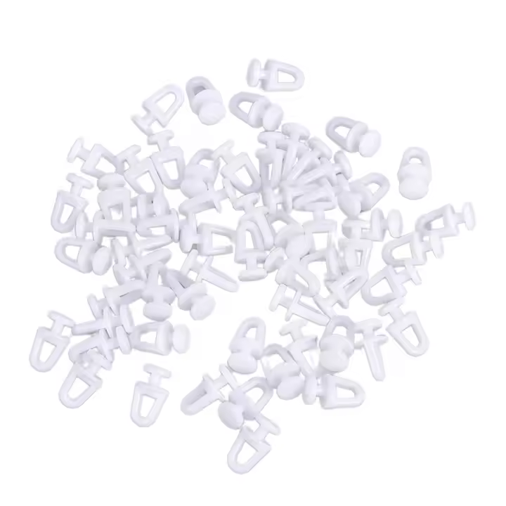 60Pcs Accesorios Para Cortina Estilo Moderno Blanco Rodillo De Riel Plástico Gancho Para Colgar Cortinas Para El Hogar - 1
